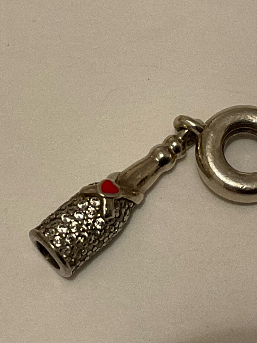 Pandora Sterling Silver Champagne Bottle Charm with Red Heart